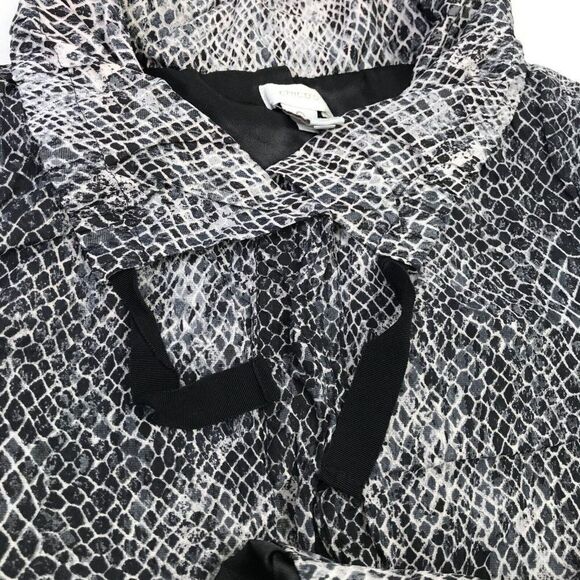 Chicos Womens Crinkle Jacket Snakeskin Print Long Sleeve Snap Button 0 S Small - Picture 10 of 12